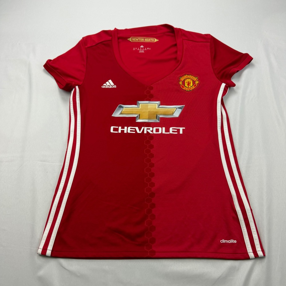 Adidas Manchester United Jersey Womens Medium Red Climalite Soccer Top Short Sle